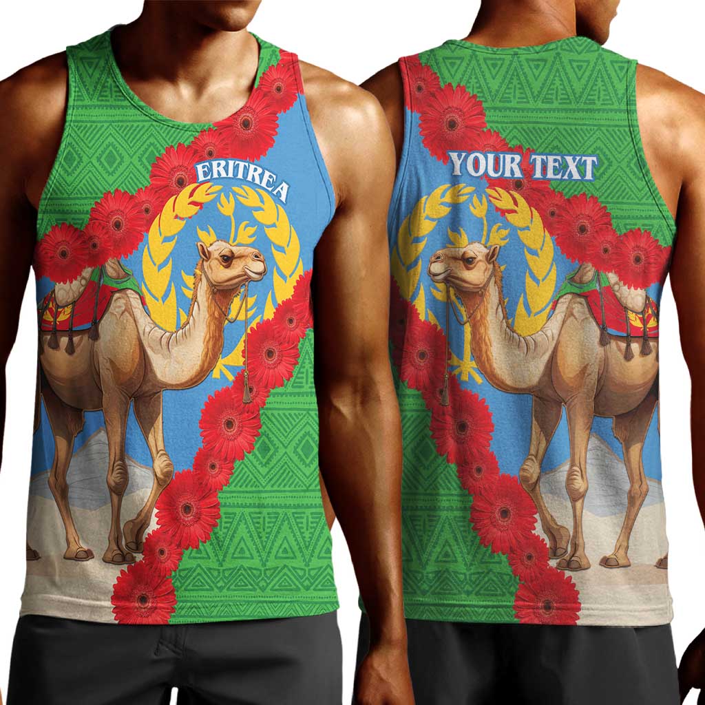 Personalised Eritrea Arabian Camel Men Tank Top Gerbera Flower - Flag Color LT15