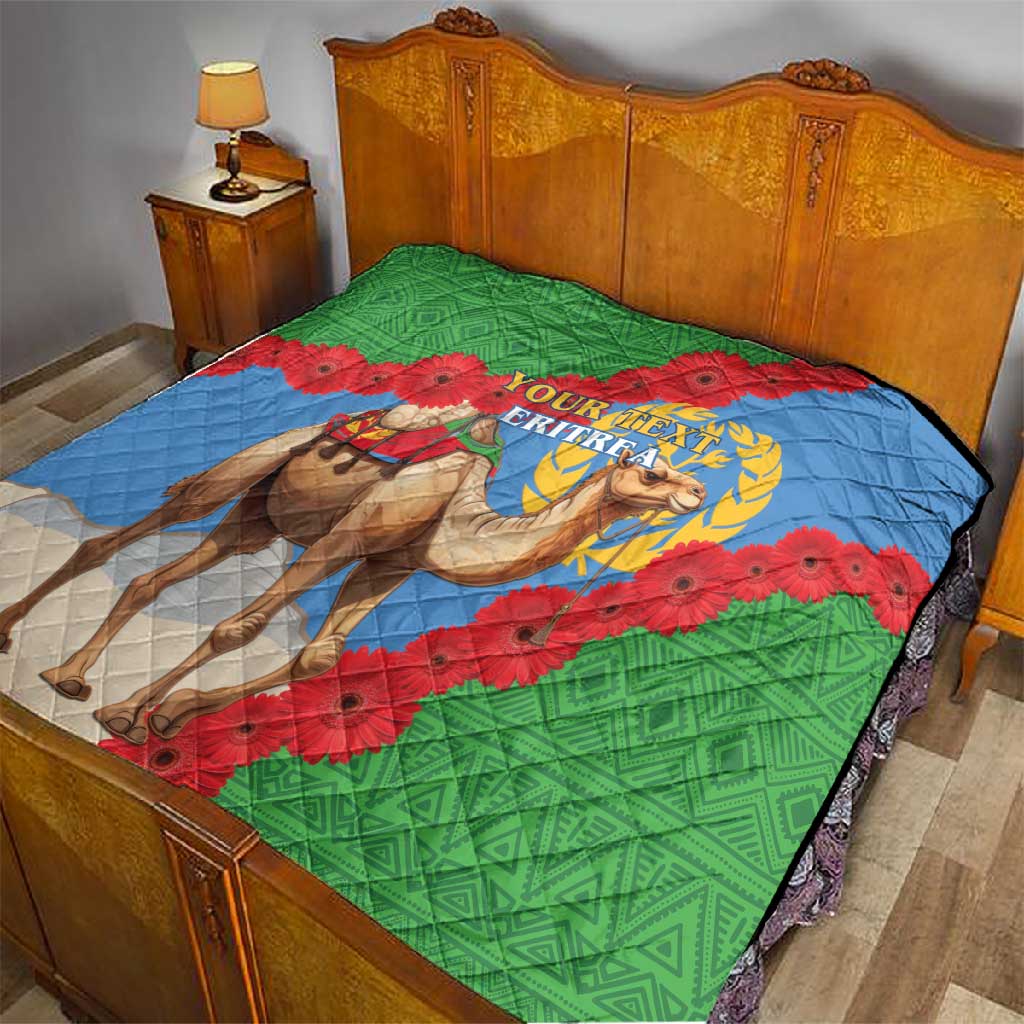 Personalised Eritrea Arabian Camel Quilt Gerbera Flower - Flag Color LT15