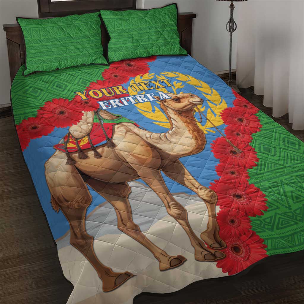 Personalised Eritrea Arabian Camel Quilt Bed Set Gerbera Flower - Flag Color LT15