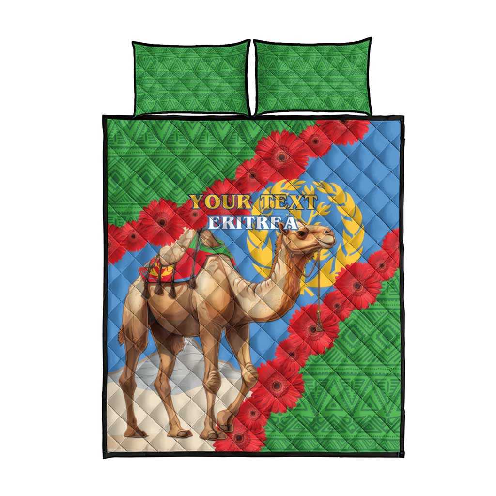 Personalised Eritrea Arabian Camel Quilt Bed Set Gerbera Flower - Flag Color LT15