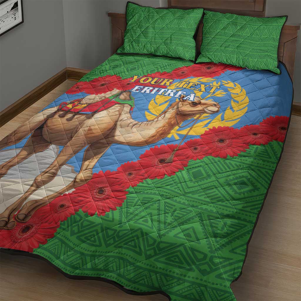 Personalised Eritrea Arabian Camel Quilt Bed Set Gerbera Flower - Flag Color LT15