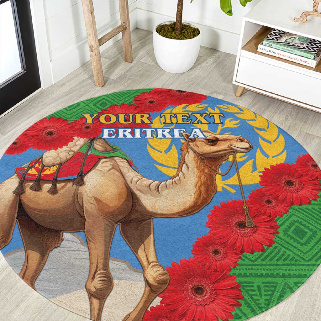 Personalised Eritrea Arabian Camel Round Carpet Gerbera Flower - Flag Color LT15