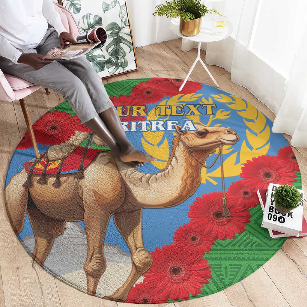 Personalised Eritrea Arabian Camel Round Carpet Gerbera Flower - Flag Color LT15