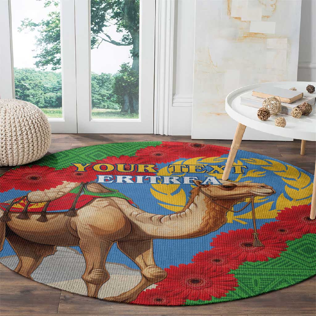 Personalised Eritrea Arabian Camel Round Carpet Gerbera Flower - Flag Color LT15