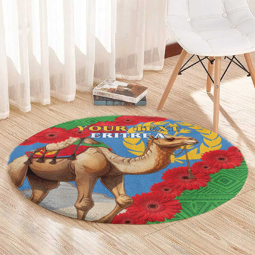 Personalised Eritrea Arabian Camel Round Carpet Gerbera Flower - Flag Color LT15