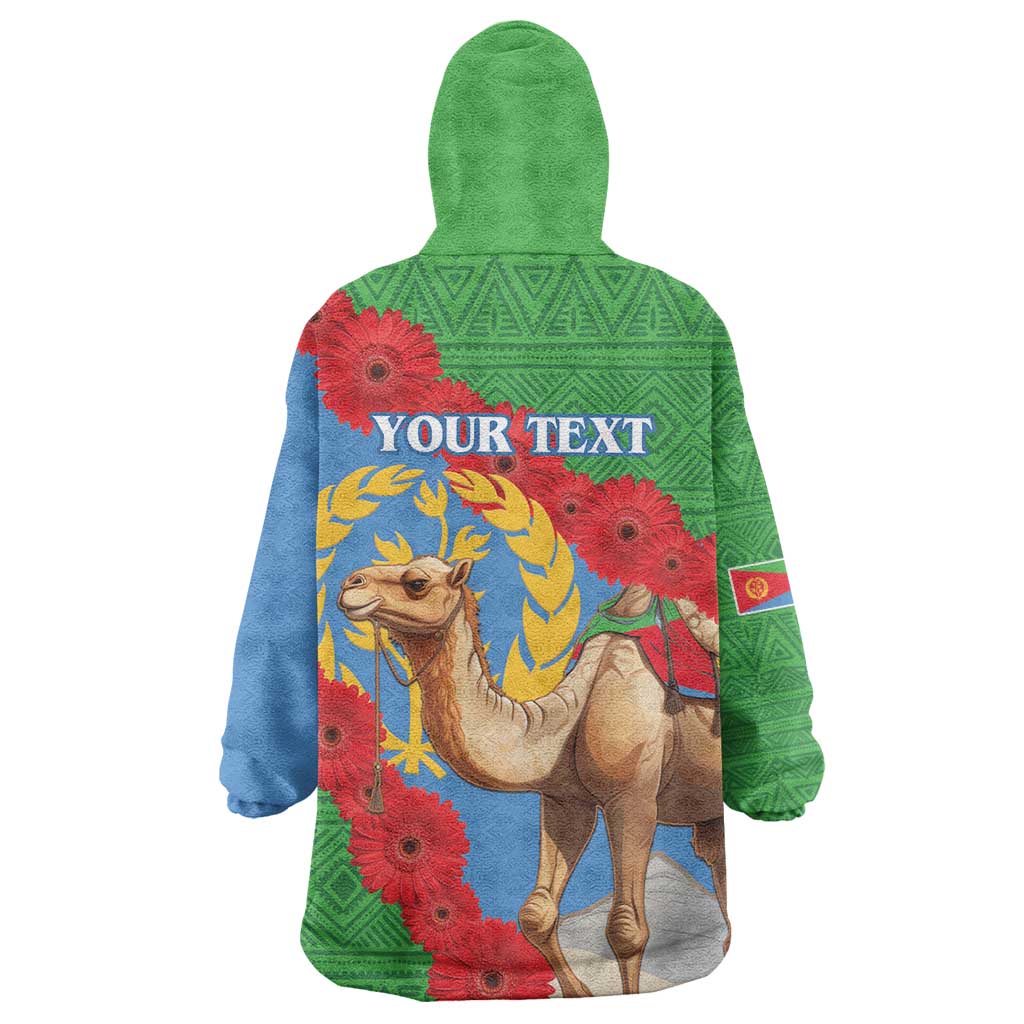 Personalised Eritrea Arabian Camel Wearable Blanket Hoodie Gerbera Flower - Flag Color LT15