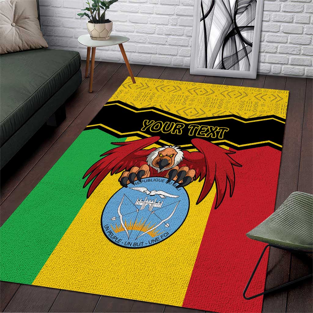 Personalized Afro Mali Vulture Area Rug Coat Of Arms - Bogolan Pattern LT15