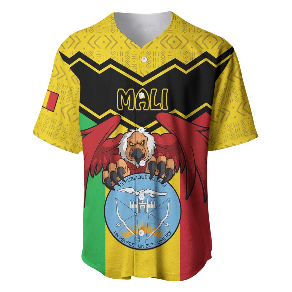 Personalized Afro Mali Vulture Baseball Jersey Coat Of Arms - Bogolan Pattern LT15