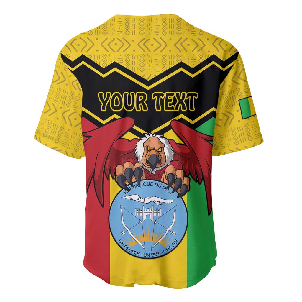 Personalized Afro Mali Vulture Baseball Jersey Coat Of Arms - Bogolan Pattern LT15