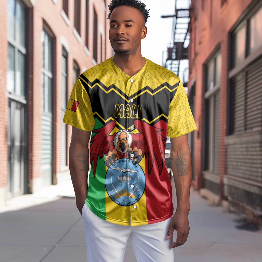 Personalized Afro Mali Vulture Baseball Jersey Coat Of Arms - Bogolan Pattern LT15