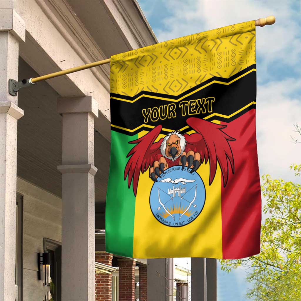Personalized Afro Mali Vulture Garden Flag Coat Of Arms - Bogolan Pattern LT15