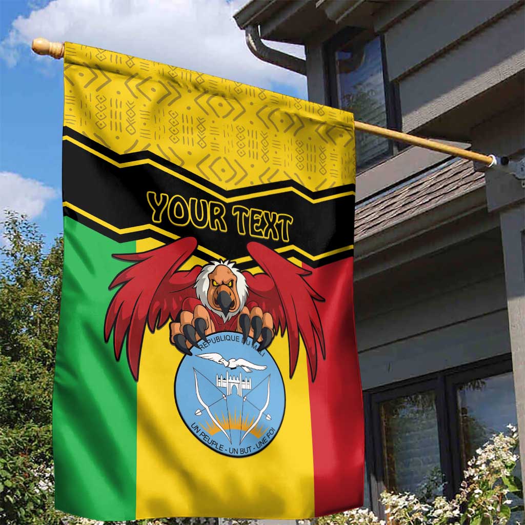 Personalized Afro Mali Vulture Garden Flag Coat Of Arms - Bogolan Pattern LT15