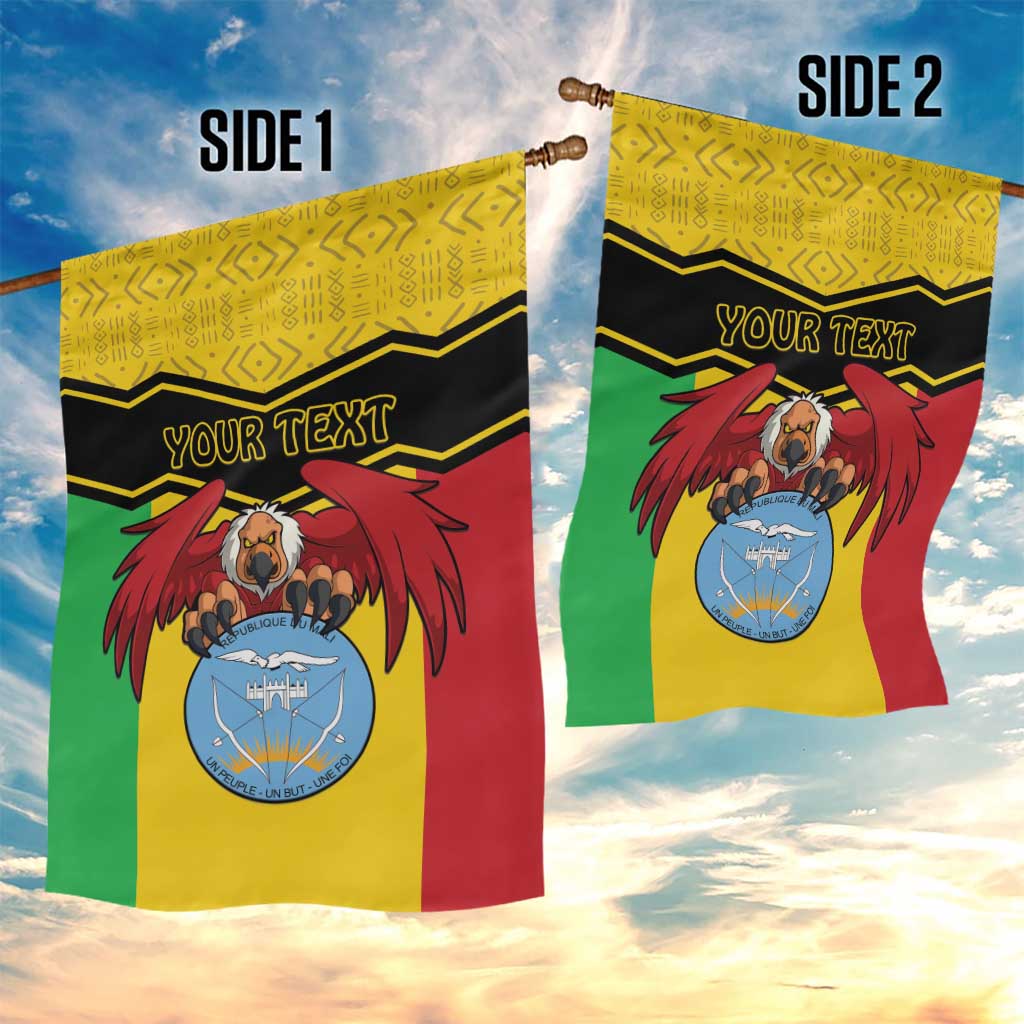 Personalized Afro Mali Vulture Garden Flag Coat Of Arms - Bogolan Pattern LT15