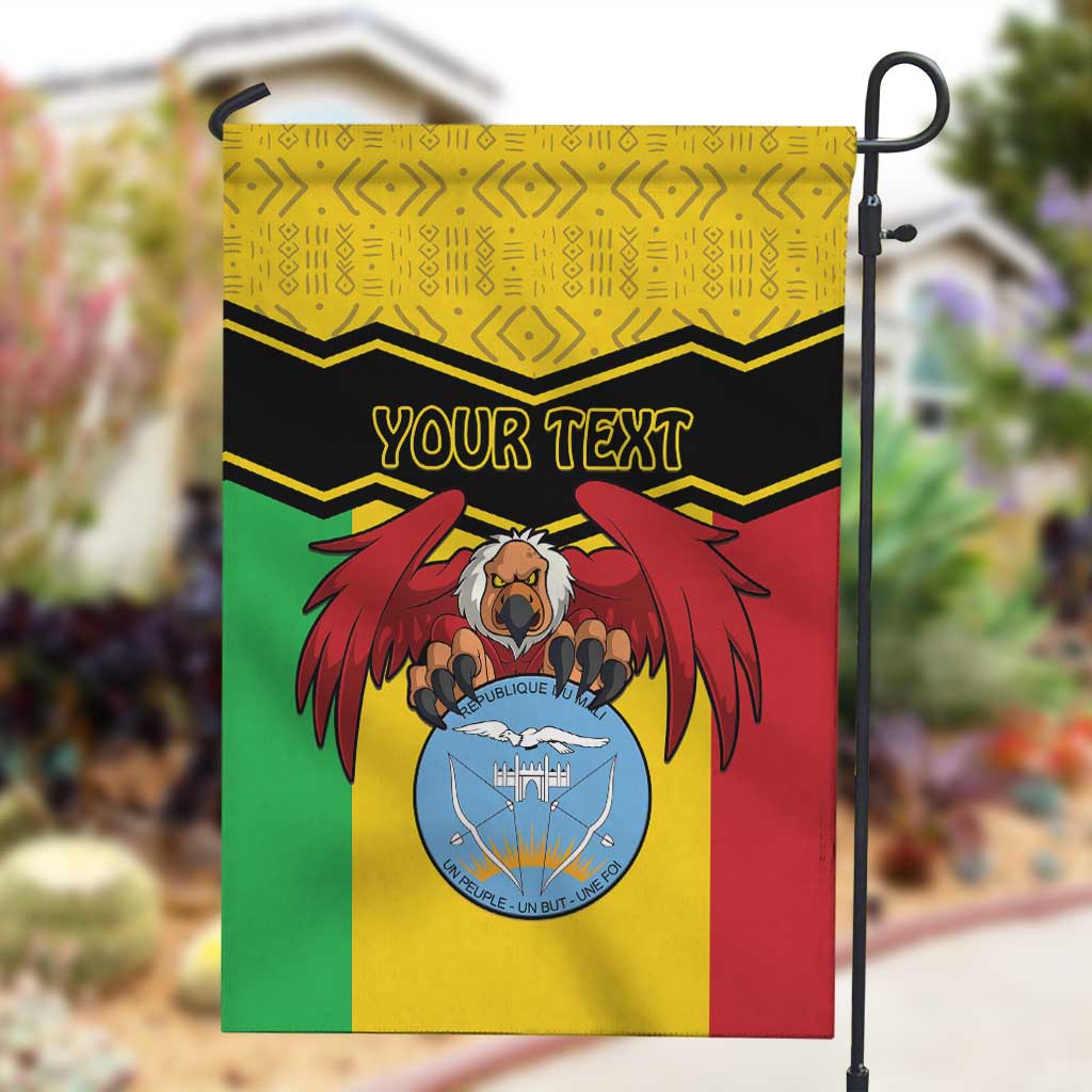 Personalized Afro Mali Vulture Garden Flag Coat Of Arms - Bogolan Pattern LT15