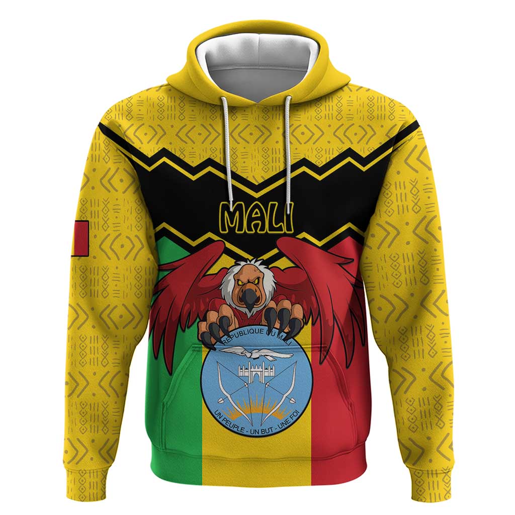 Personalised Mali Hoodie Vulture With Coat Of Arms Bogolan Pattern LT15