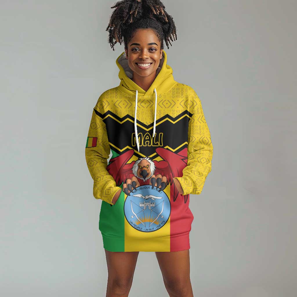 Personalized Afro Mali Vulture Hoodie Dress Coat Of Arms - Bogolan Pattern LT15