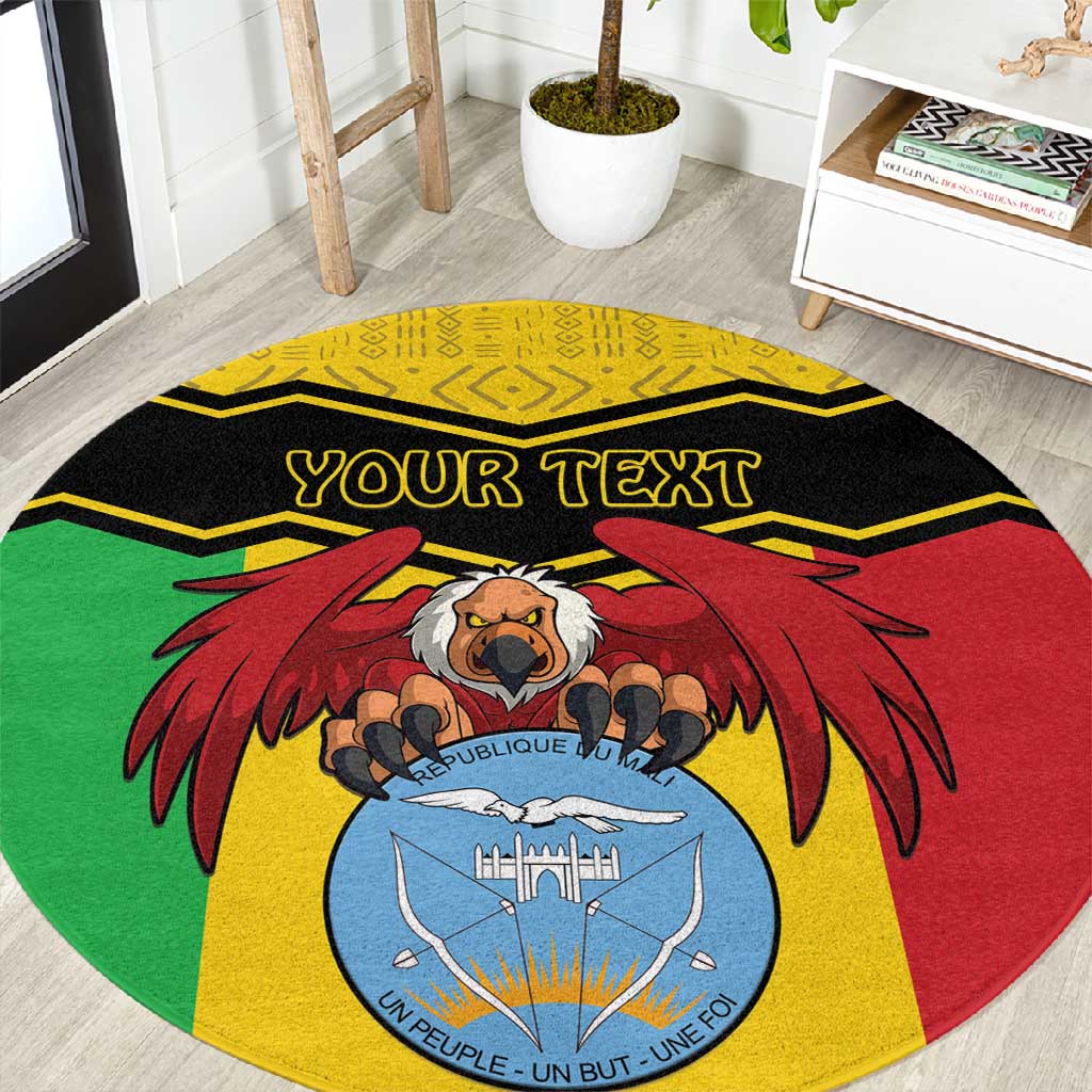 Personalized Afro Mali Vulture Round Carpet Coat Of Arms - Bogolan Pattern LT15