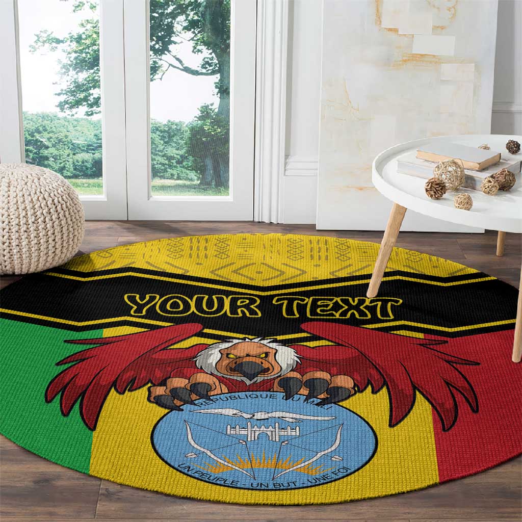 Personalized Afro Mali Vulture Round Carpet Coat Of Arms - Bogolan Pattern LT15