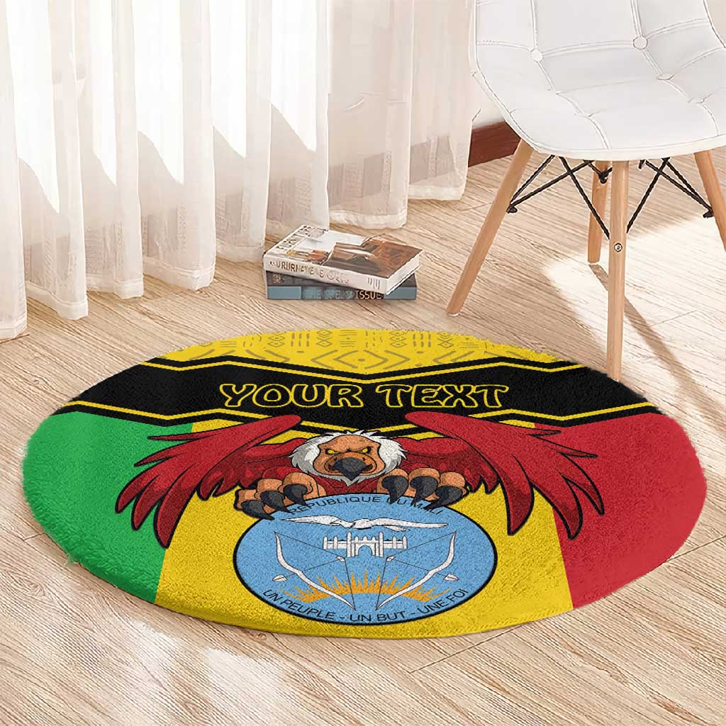 Personalized Afro Mali Vulture Round Carpet Coat Of Arms - Bogolan Pattern LT15