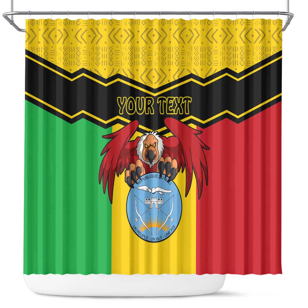 Personalised Mali Shower Curtain Vulture With Coat Of Arms Bogolan Pattern LT15