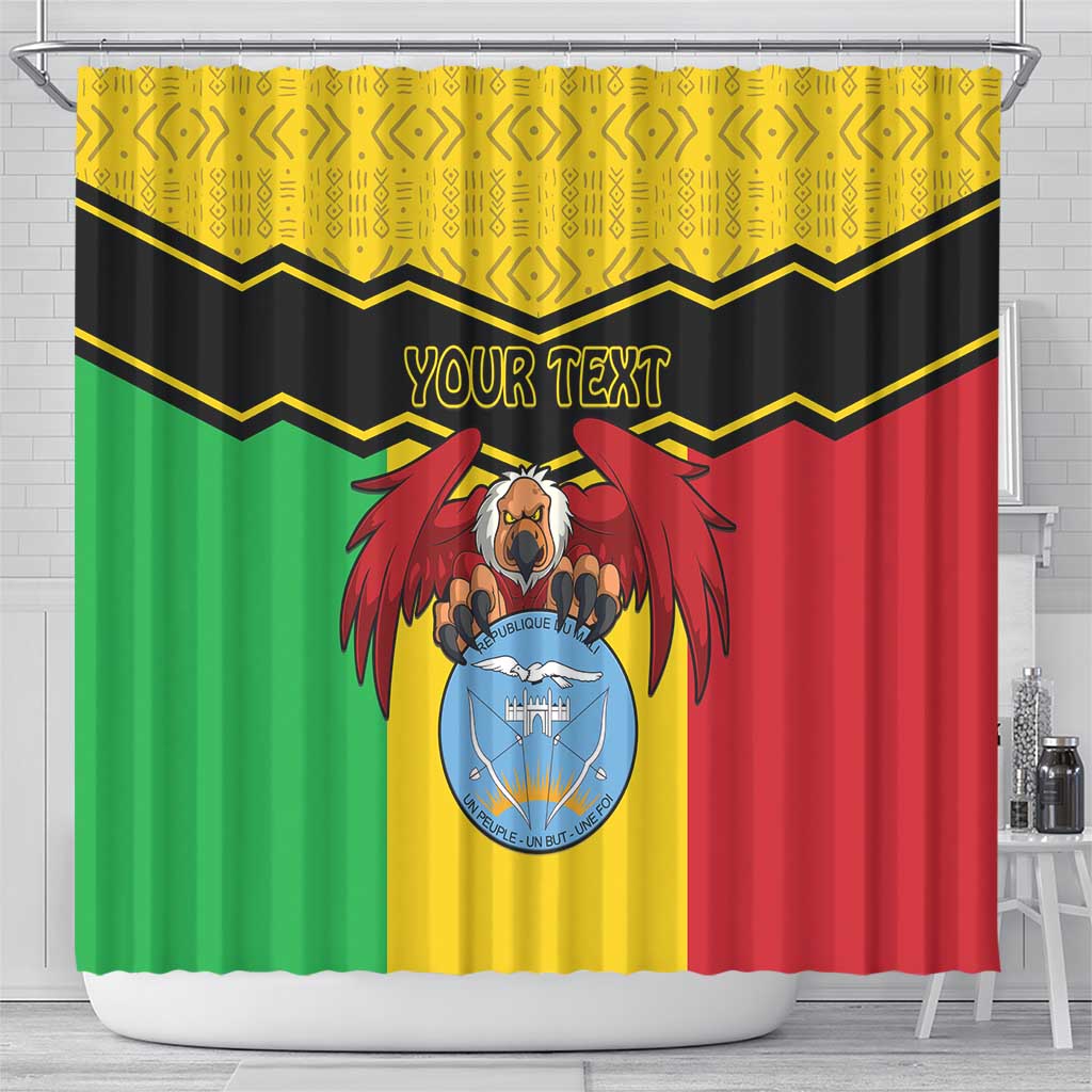 Personalised Mali Shower Curtain Vulture With Coat Of Arms Bogolan Pattern LT15