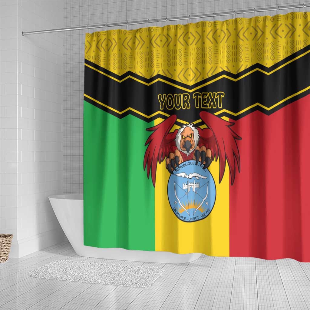 Personalised Mali Shower Curtain Vulture With Coat Of Arms Bogolan Pattern LT15