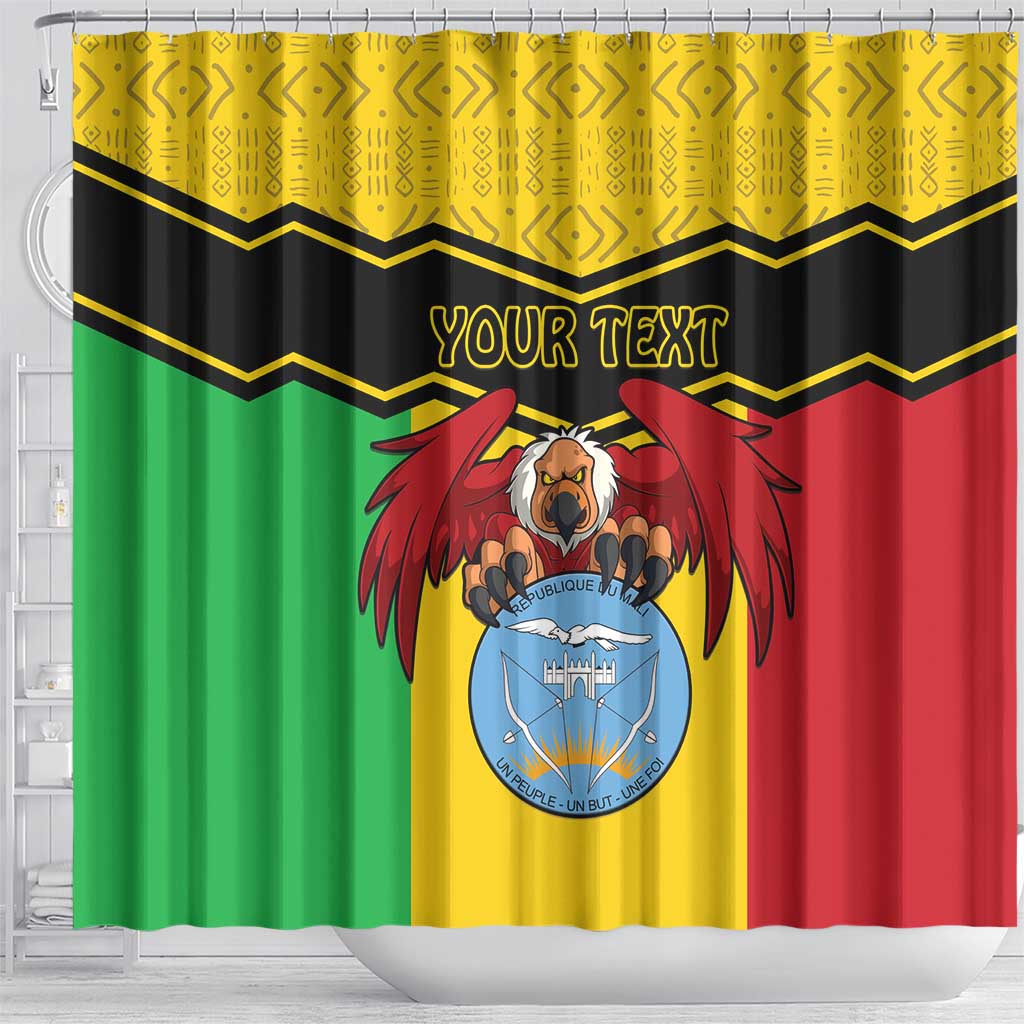 Personalised Mali Shower Curtain Vulture With Coat Of Arms Bogolan Pattern LT15