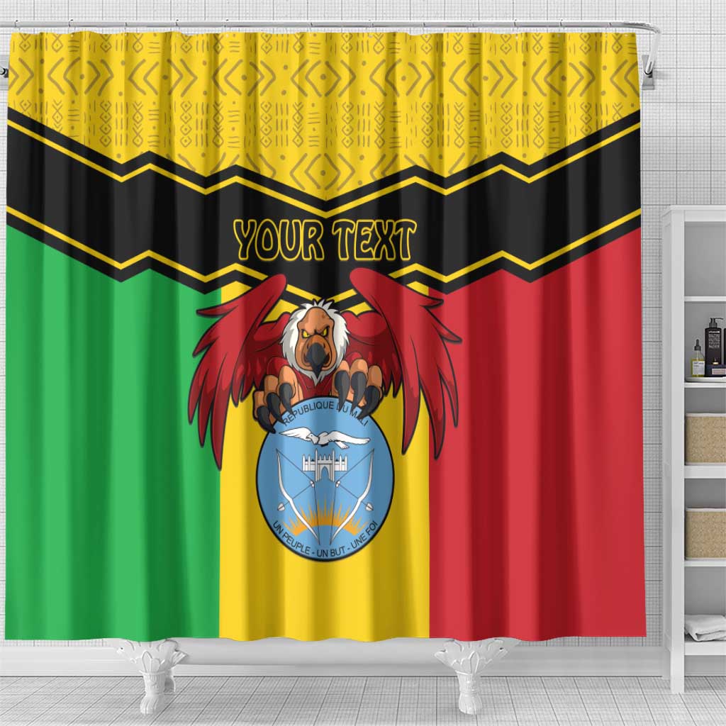 Personalised Mali Shower Curtain Vulture With Coat Of Arms Bogolan Pattern LT15