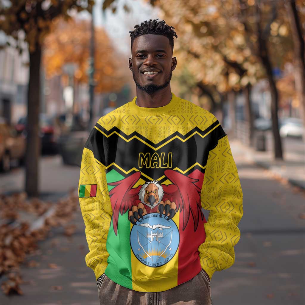 Personalized Afro Mali Vulture Sweatshirt Coat Of Arms - Bogolan Pattern LT15