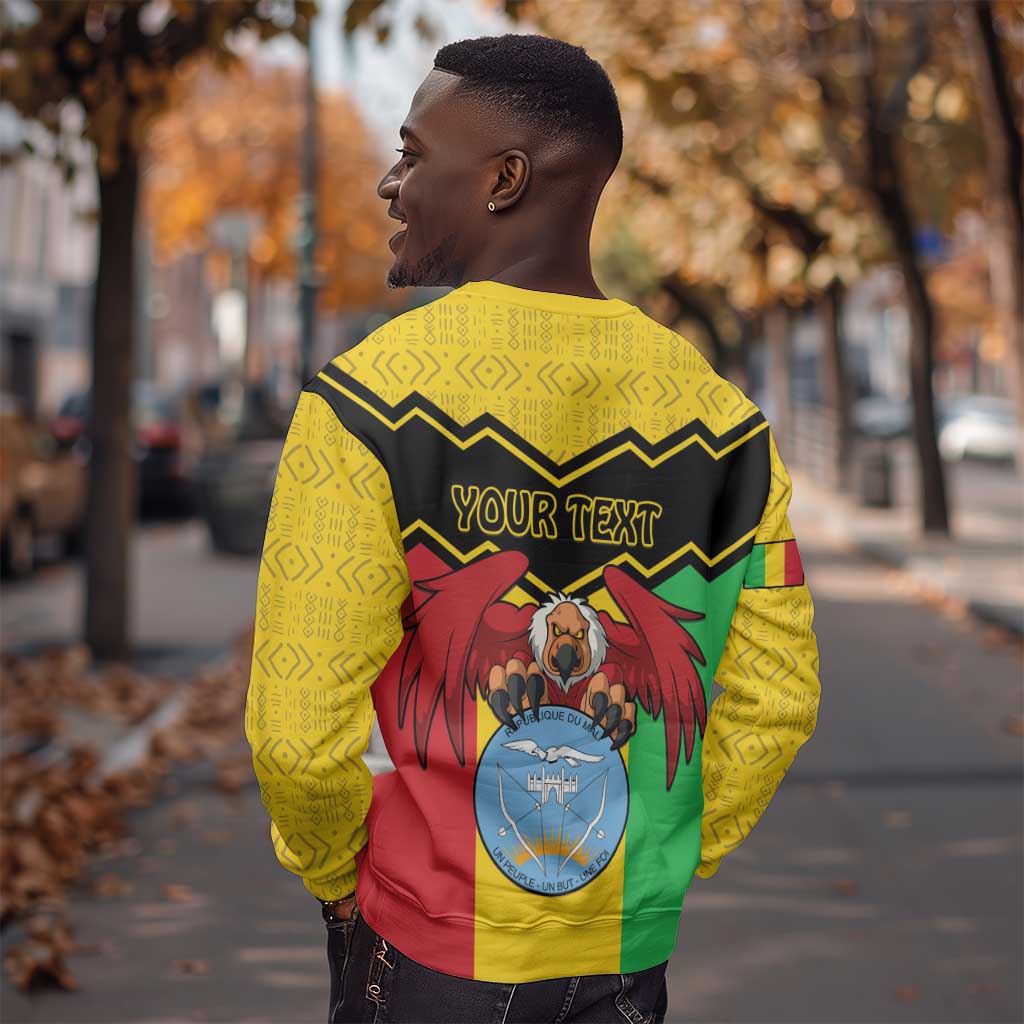 Personalized Afro Mali Vulture Sweatshirt Coat Of Arms - Bogolan Pattern LT15