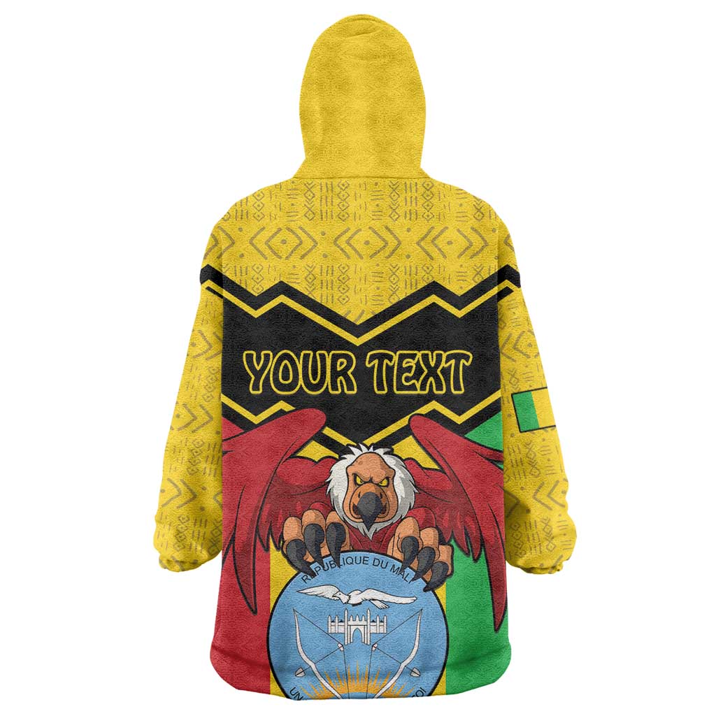 Personalized Afro Mali Vulture Wearable Blanket Hoodie Coat Of Arms - Bogolan Pattern LT15