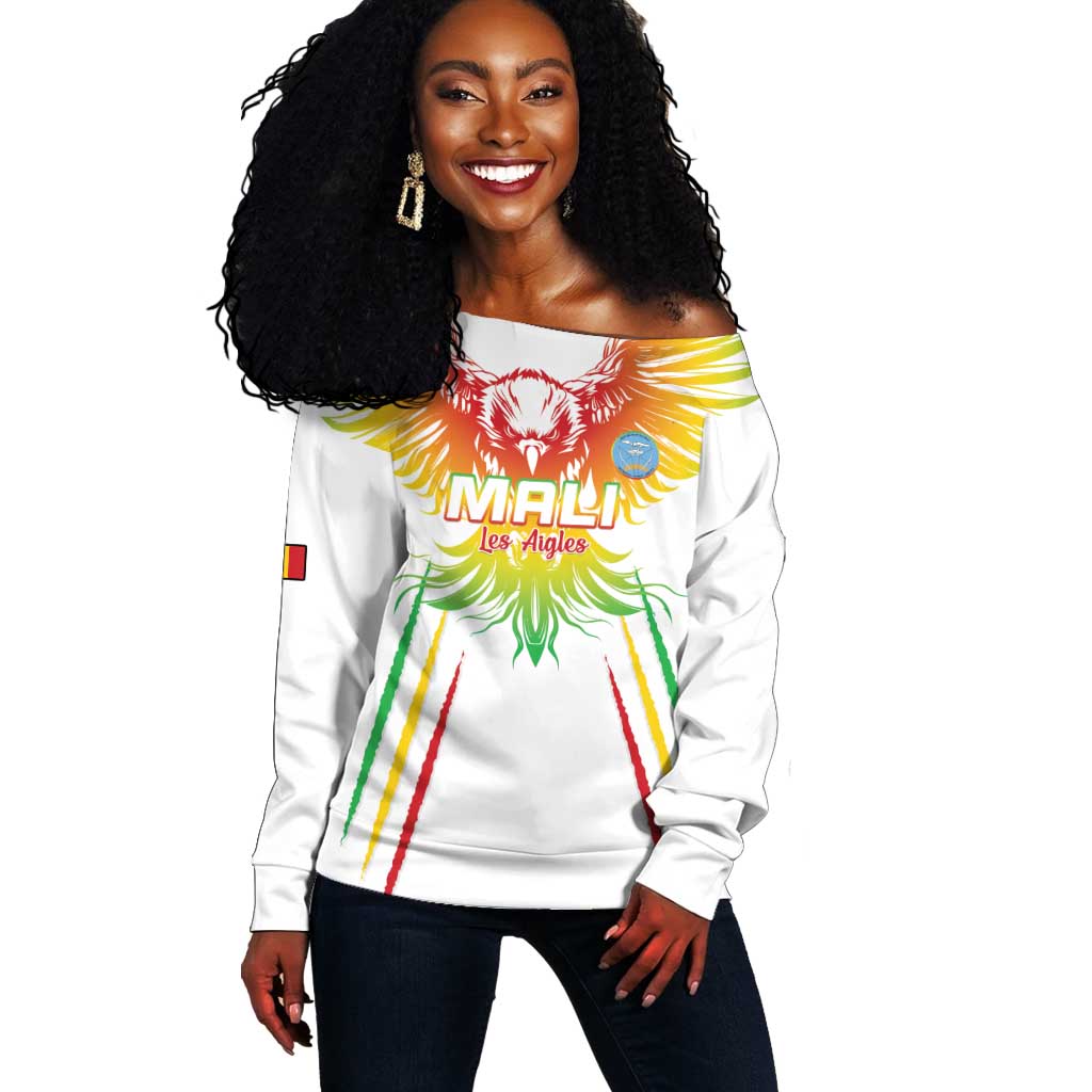 Mali Football Custom Off Shoulder Sweater Go Eagles - White Color LT15