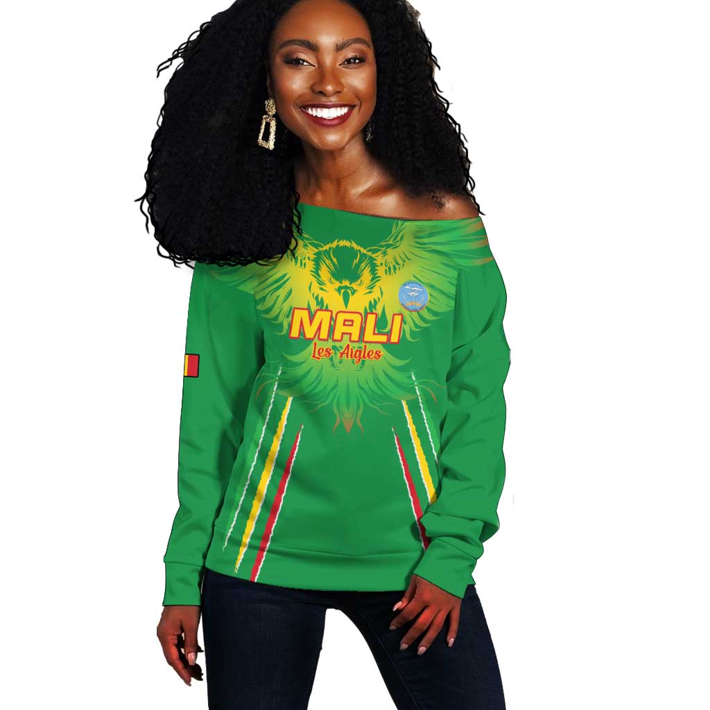 Mali Football Custom Off Shoulder Sweater Go Eagles - Green Color LT15