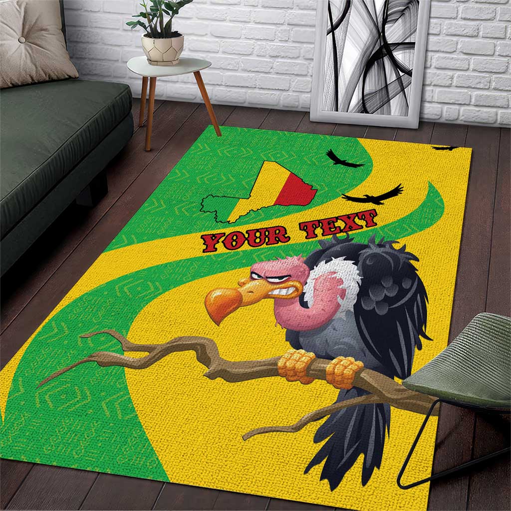 Personalized Afro Mali Vulture Area Rug Flag Map - Bogolan Pattern LT15