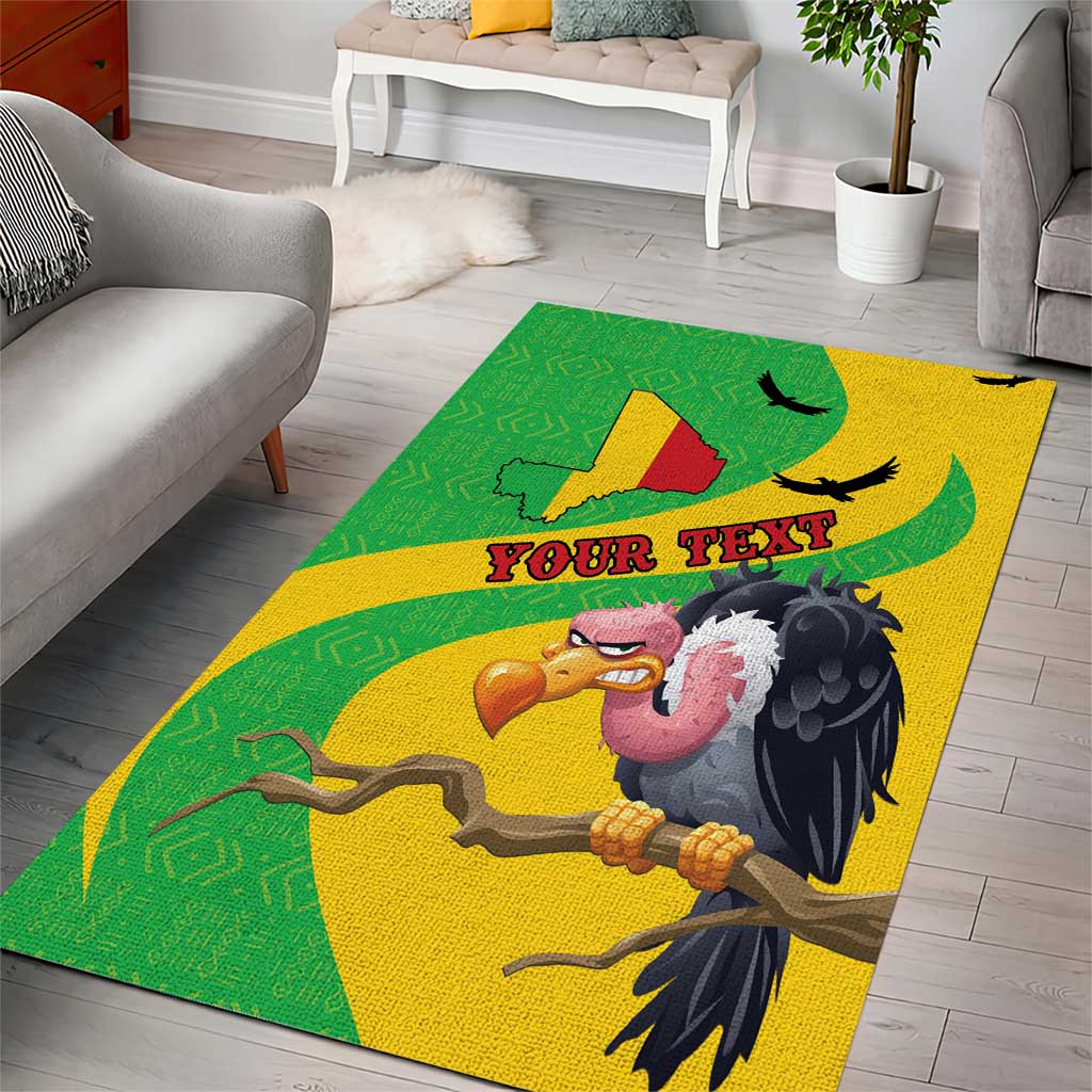 Personalized Afro Mali Vulture Area Rug Flag Map - Bogolan Pattern LT15
