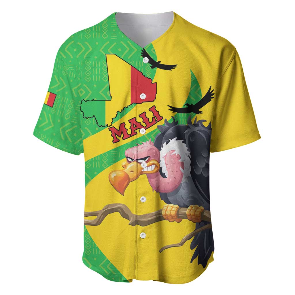 Personalized Afro Mali Vulture Baseball Jersey Flag Map - Bogolan Pattern LT15