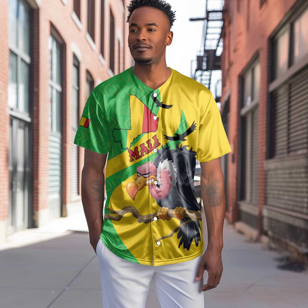 Personalized Afro Mali Vulture Baseball Jersey Flag Map - Bogolan Pattern LT15