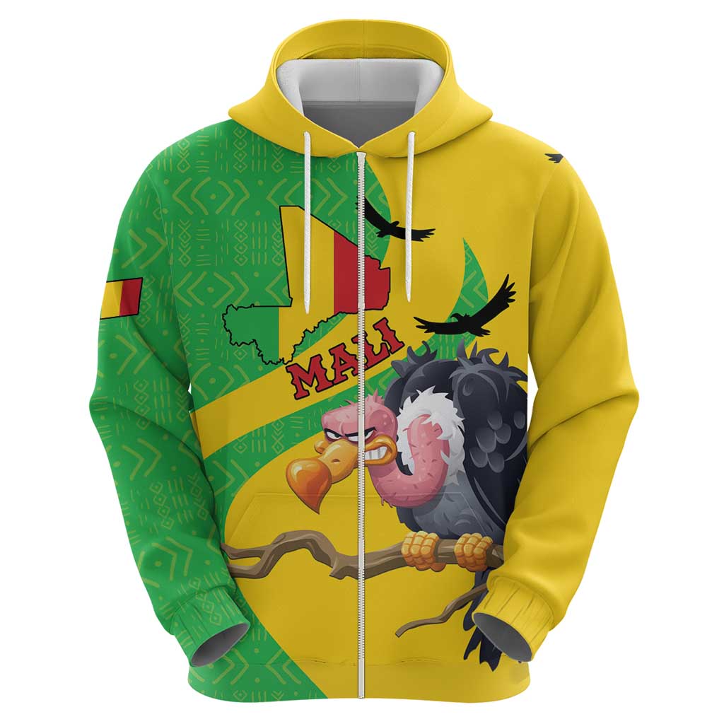 Personalised Mali Hoodie Vulture With Flag Map Bogolan Pattern LT15