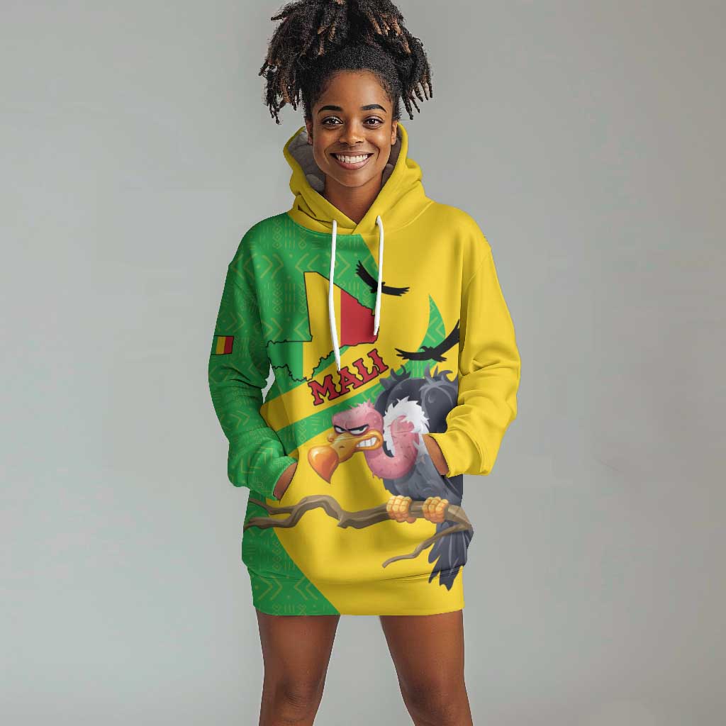 Personalized Afro Mali Vulture Hoodie Dress Flag Map - Bogolan Pattern LT15
