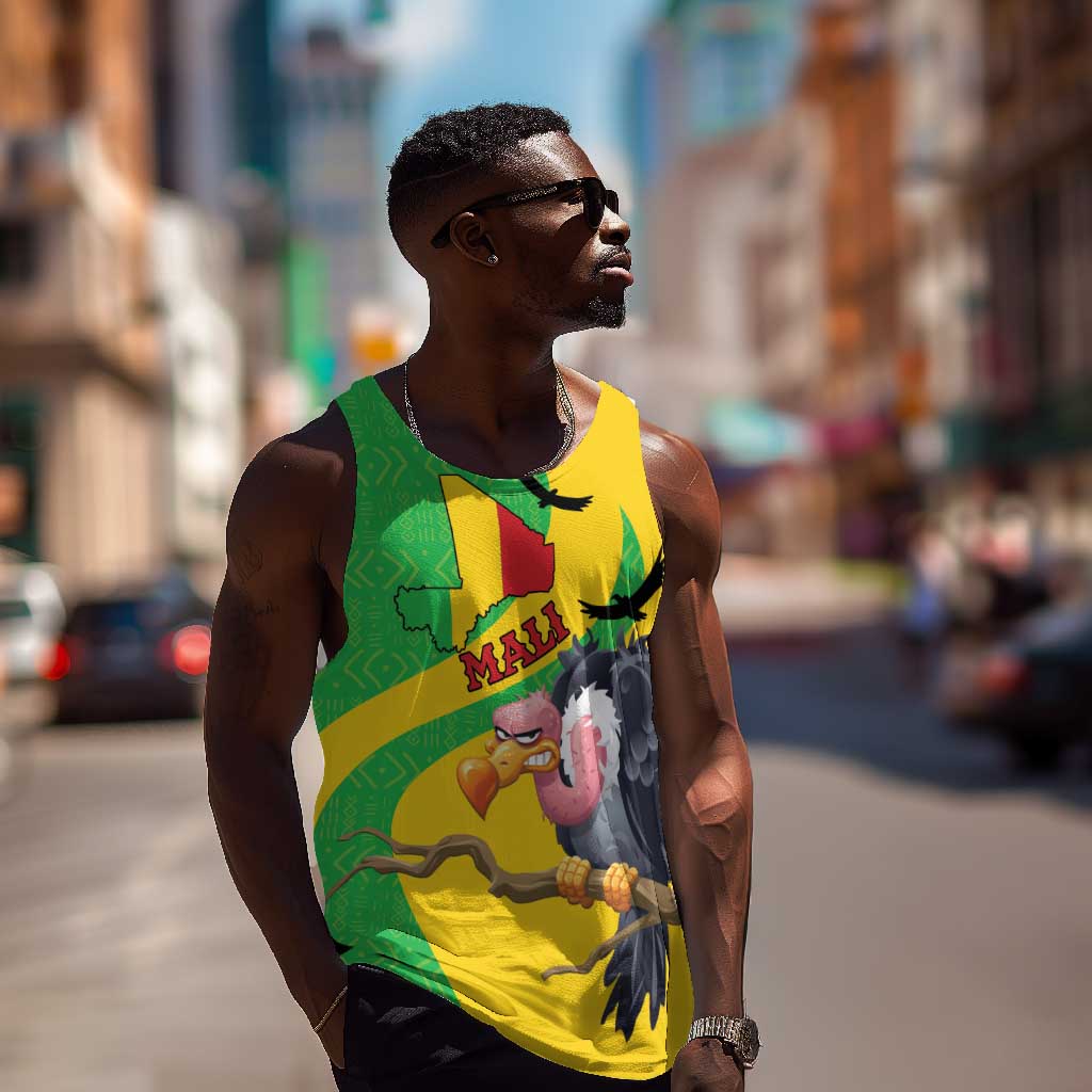 Personalized Afro Mali Vulture Men Tank Top Flag Map - Bogolan Pattern LT15