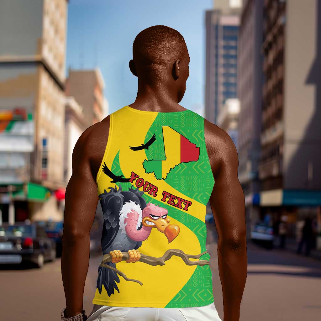 Personalized Afro Mali Vulture Men Tank Top Flag Map - Bogolan Pattern LT15