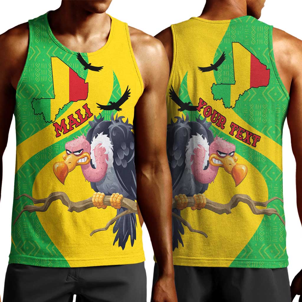 Personalized Afro Mali Vulture Men Tank Top Flag Map - Bogolan Pattern LT15