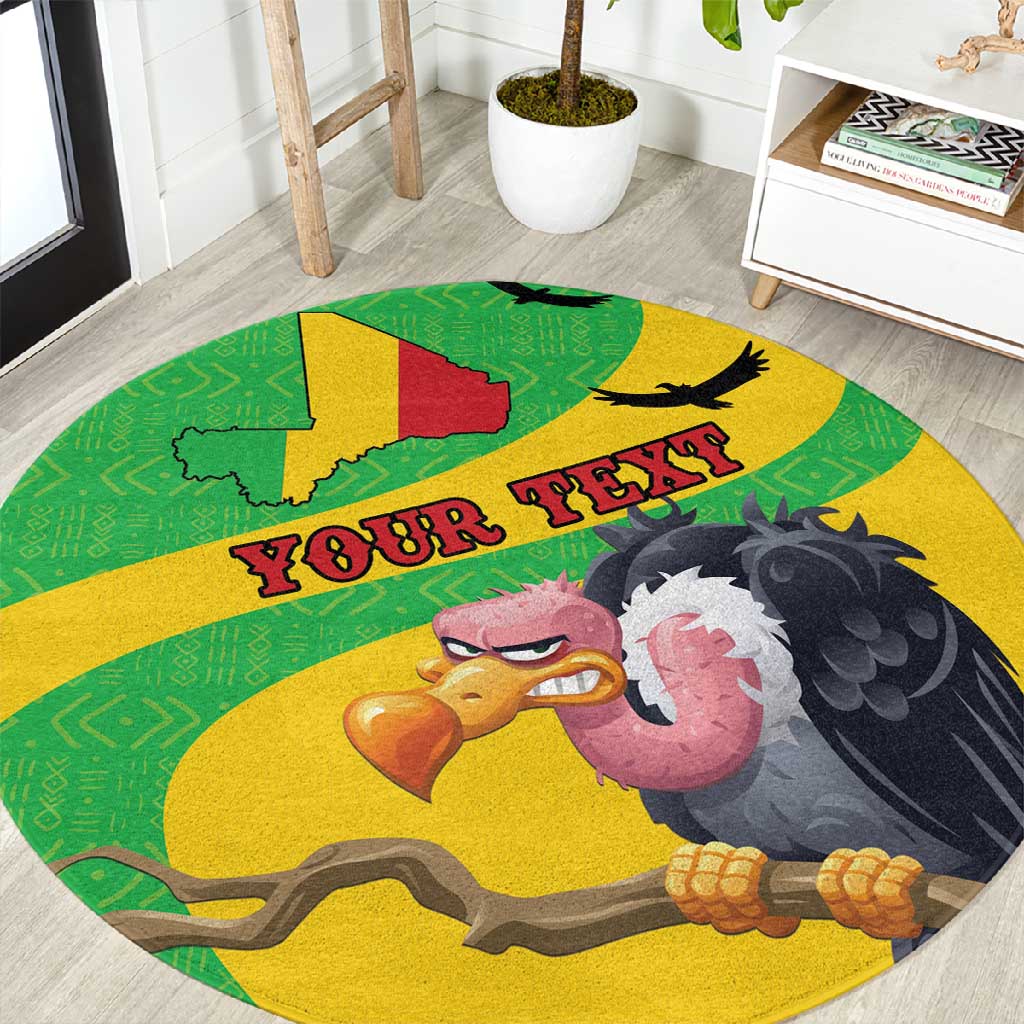 Personalized Afro Mali Vulture Round Carpet Flag Map - Bogolan Pattern LT15