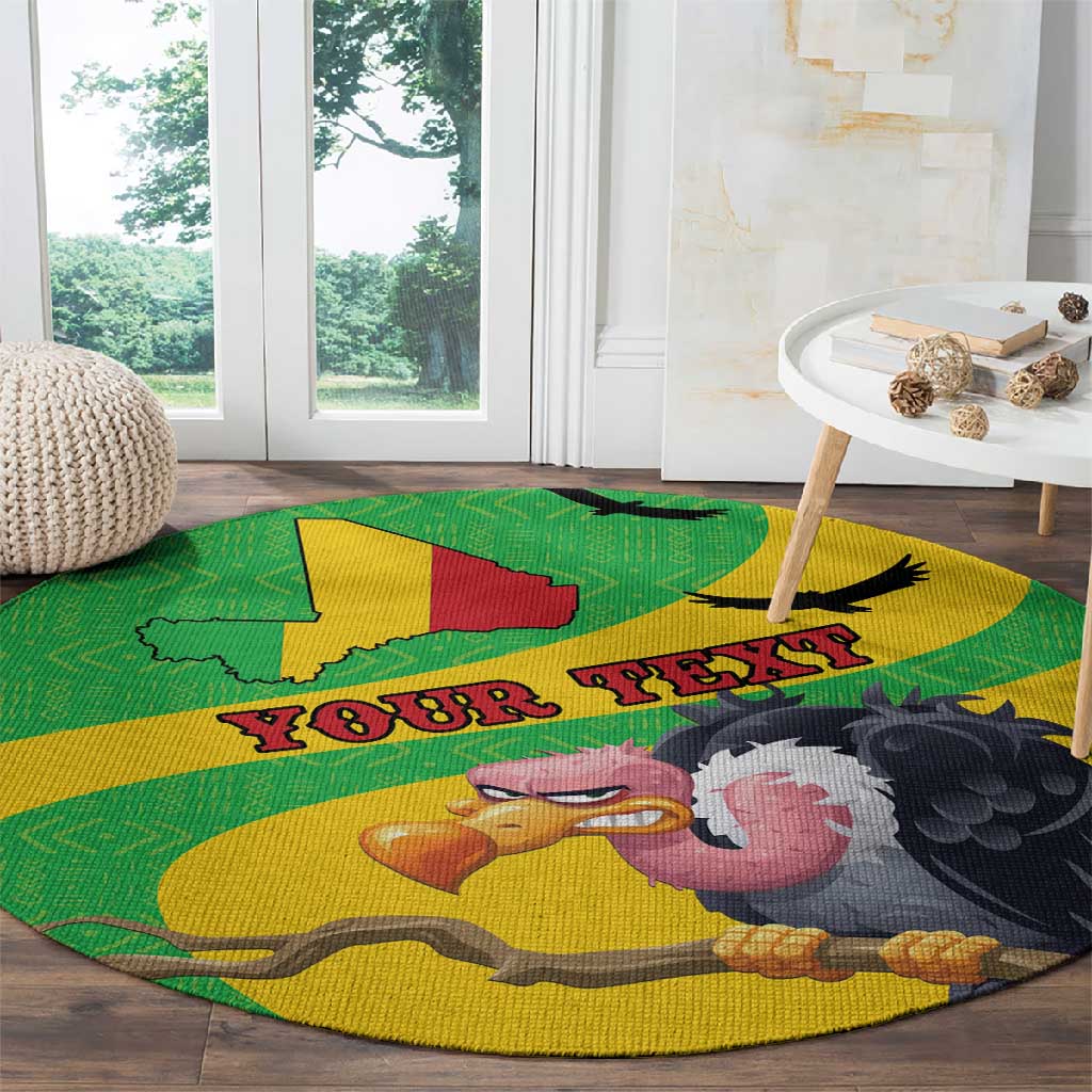 Personalized Afro Mali Vulture Round Carpet Flag Map - Bogolan Pattern LT15