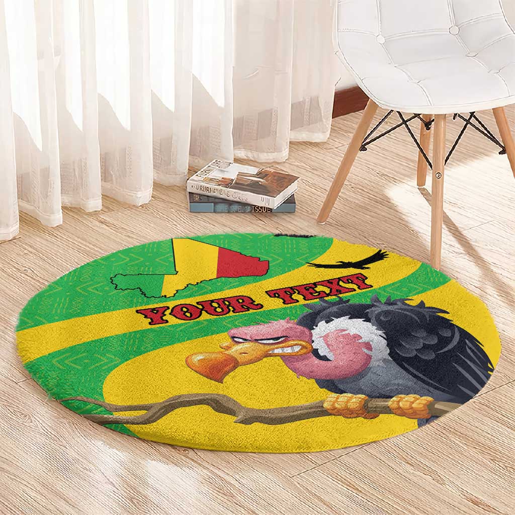 Personalized Afro Mali Vulture Round Carpet Flag Map - Bogolan Pattern LT15