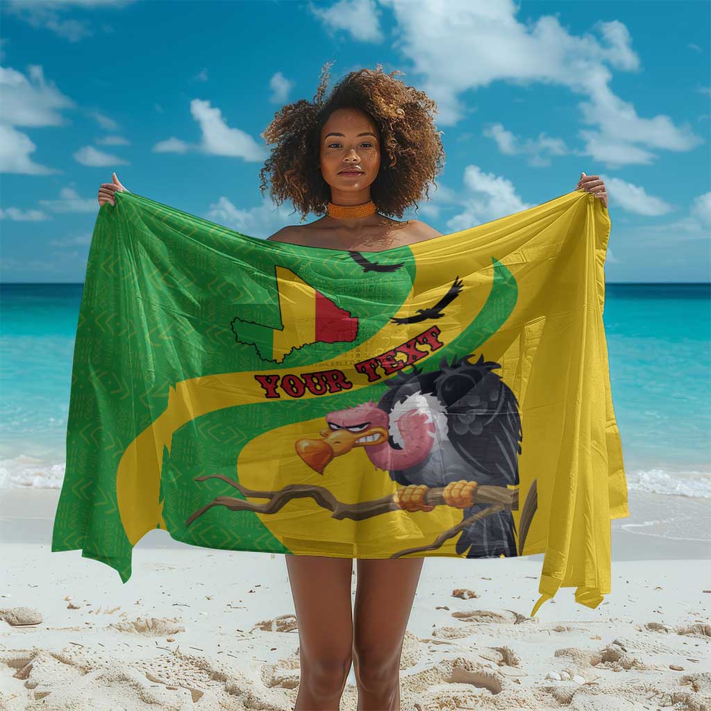 Personalized Afro Mali Vulture Sarong Flag Map - Bogolan Pattern LT15