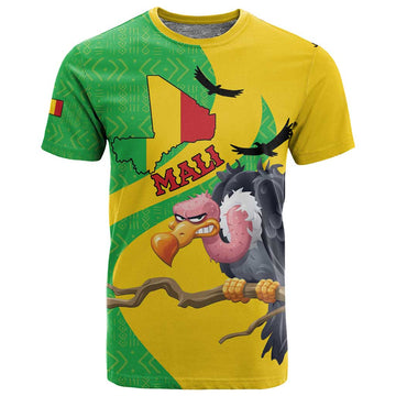 Personalized Afro Mali Vulture T shirt Flag Map - Bogolan Pattern LT15