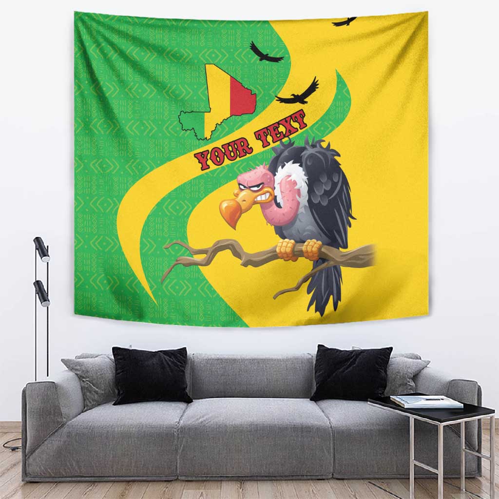 Personalized Afro Mali Vulture Tapestry Flag Map - Bogolan Pattern LT15