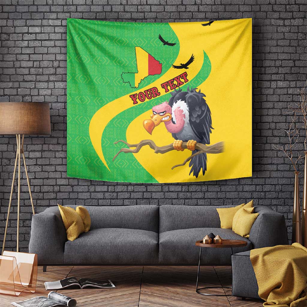 Personalized Afro Mali Vulture Tapestry Flag Map - Bogolan Pattern LT15