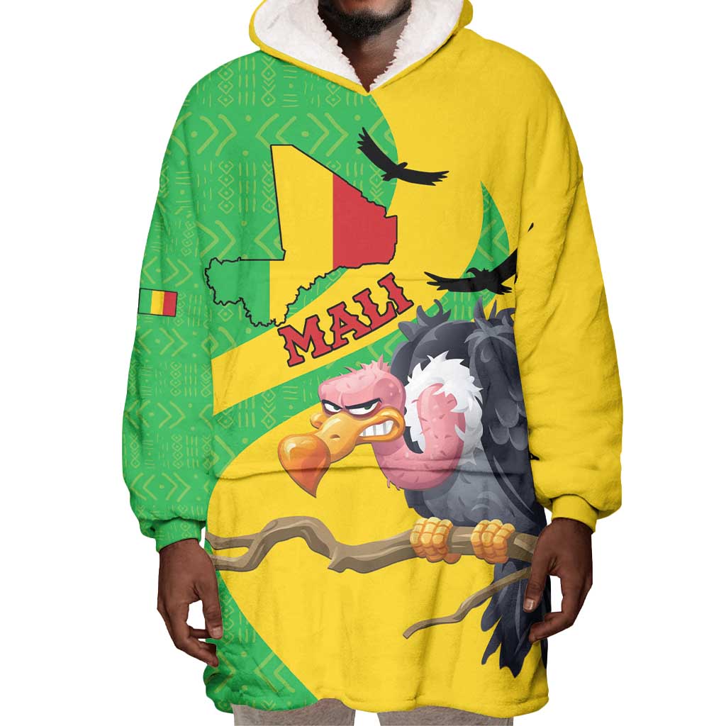 Personalized Afro Mali Vulture Wearable Blanket Hoodie Flag Map - Bogolan Pattern LT15